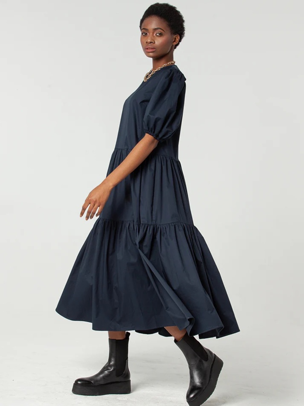 Monica Nera Tamara Midi Dress navy size M-L